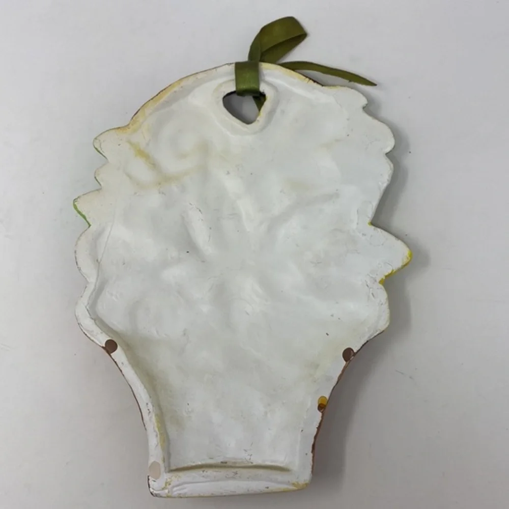 Vintage Ceramic Floral Basket Wall Hanging Decor Hand Painted